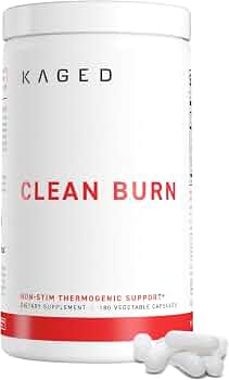 Kaged Clean Burn Capsules, Unflavored, Thermogenic Weight Management, Stimulant and Caffeine Free, 90 Servings